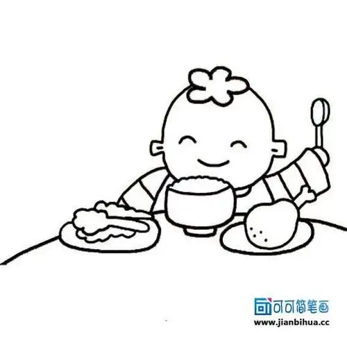 吃饭简笔画让我们一起宝宝吃饭简笔画简笔画幼儿幼儿简笔画母婴早教