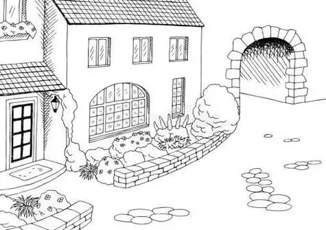 带小院子的漂亮房子简笔画漂亮的乡村院子简笔画屋外的院子简笔画屋外