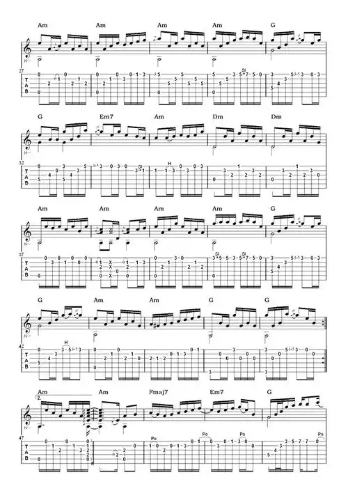 牡丹汗吉他谱歌谱-苍强曲谱