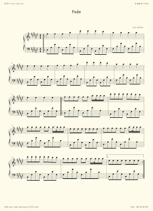 钢琴谱:fade微调版