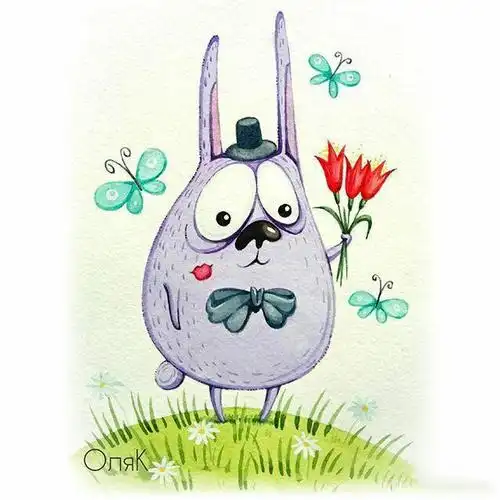 可爱的彩铅卡通小动物,每个小动物萌萌的,水溶彩铅更适合!