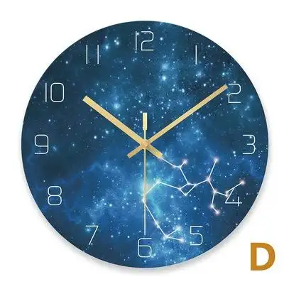 星空地球火星图案挂钟钢化玻璃表盘创意个性简洁艺术挂钟