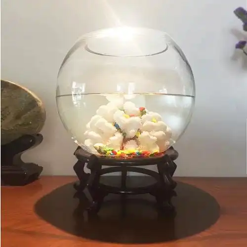 大号加厚圆形桌面玻璃鱼缸超白玻璃透明小鱼缸办公室家用绿萝鱼缸