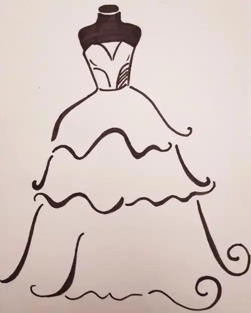 婚纱简笔画简单好看彩色一步一步教画婚纱简笔画视频教程巴芘公主简笔