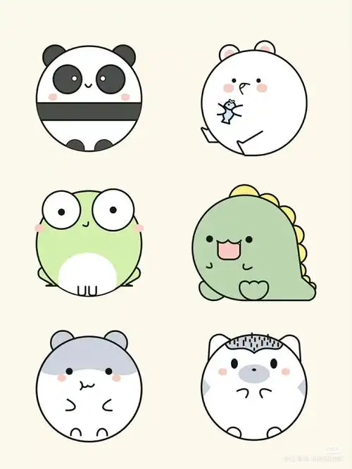 超可爱圆滚滚的动物简笔画