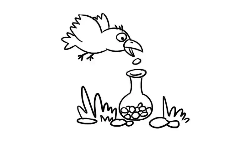 乌鸦喝水涂色画模板