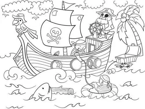 海盗船游戏设施简笔画