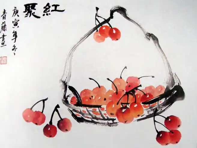 如何将樱桃画得生动自然呢?老师:笔锋要顺畅,不要一直涂画!