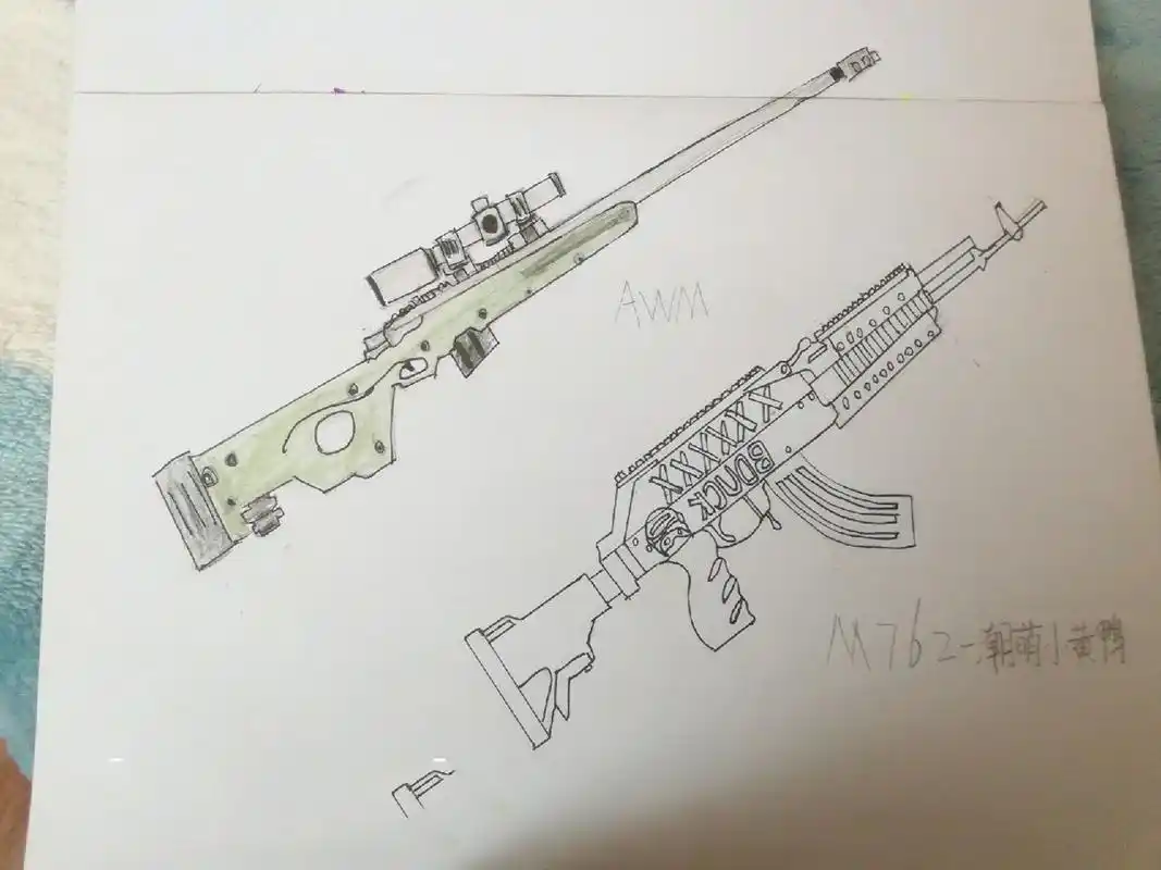 和平精英枪械手绘(1) awm and m762-超萌小黄鸭(未涂色)