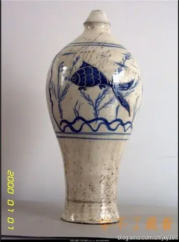 宋青花鱼澡纹梅瓶(国宝级绝品)