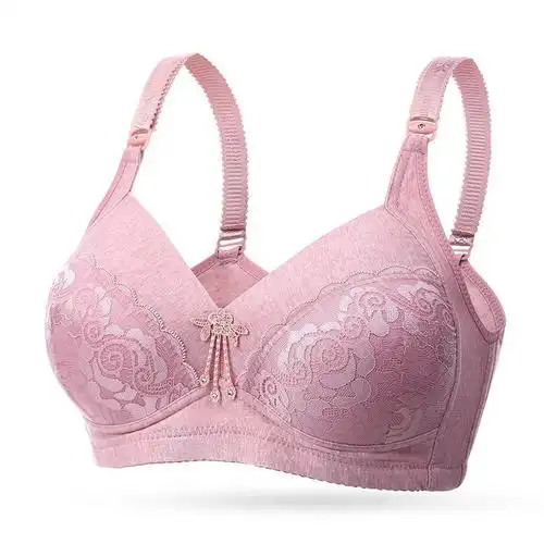 款透气中年妈妈文胸中老年大码文胸无钢圈聚拢舒适内衣收副乳(豆莎色