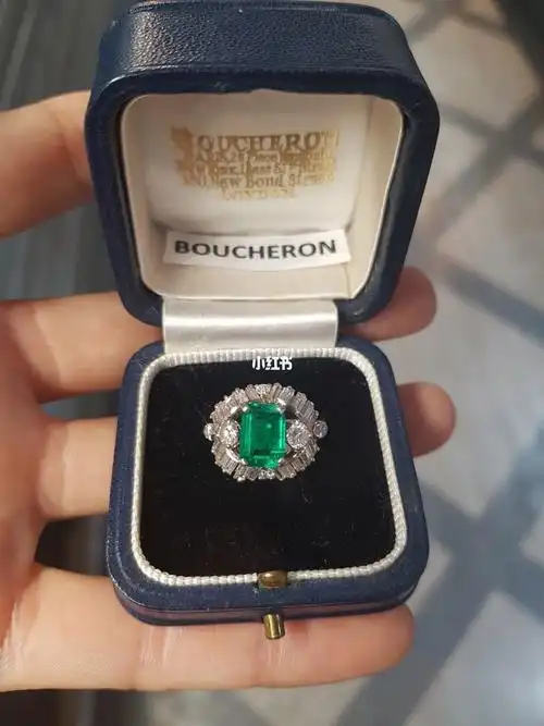 欧洲古董珠宝宝诗龙vintage祖母绿钻戒