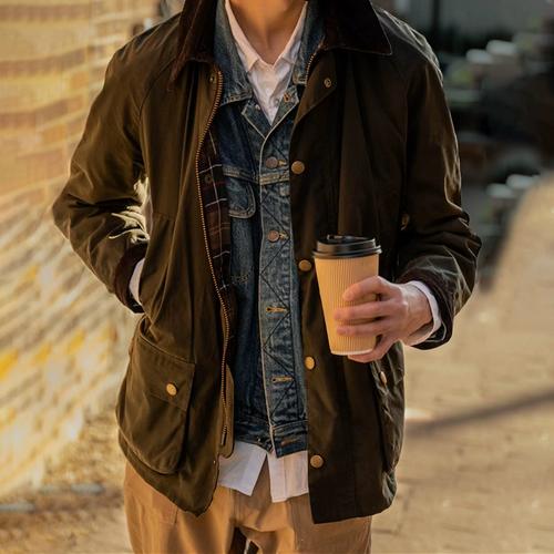 杰森斯坦森复古防水油蜡夹克外套jack风衣男三皇冠barbourashby