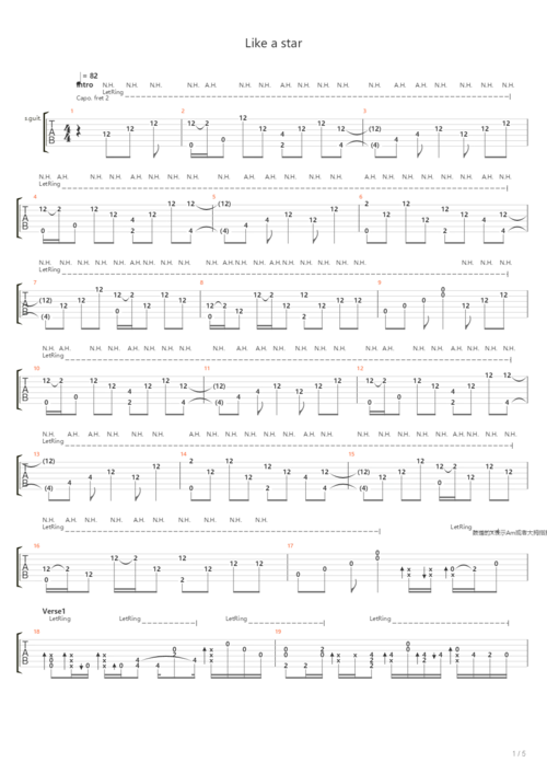like a star吉他谱(gtp谱,独奏,指弹,solo)_youngso kim(金永所;81