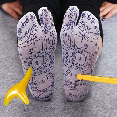 穴位按摩养生袜子图解袜男女情侣款中筒棉袜足底穴位按摩