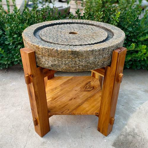 速发石磨老式茶台家用老石磨盘茶桌流水旧石磨木架复古中式庭院石