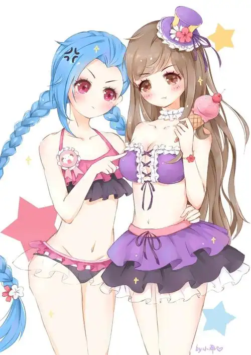 英雄联盟# 金克斯&女警泳装~[污][污] #cp. 来自猫饼小希 - 微博