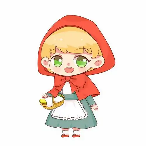 挎着篮子的可爱小红帽卡通小女孩童话人物插画5875473图片免抠素材