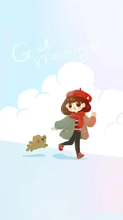 早安女孩唯美手绘iphone6s壁纸