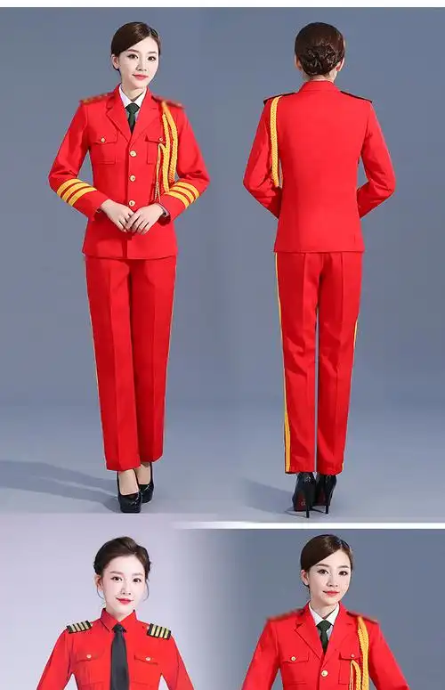 款礼服套装军乐队合唱团衣服升旗手红色军鼓队服装鼓乐队服 长袖五
