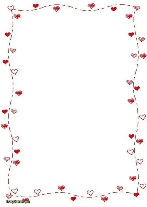 带有手绘小小爱心的边框空白纸张图片背景下载