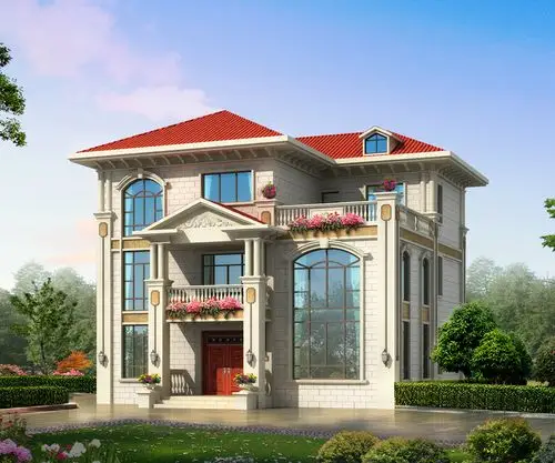 欧式三层复式别墅设计图,美观精致,采光良好