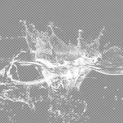 白色水花水珠溅起水花png素材水元素