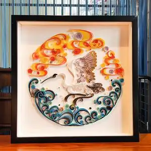 仙鹤创意手工衍纸画材料包生日礼物diy送长辈老人领导中国风国粹