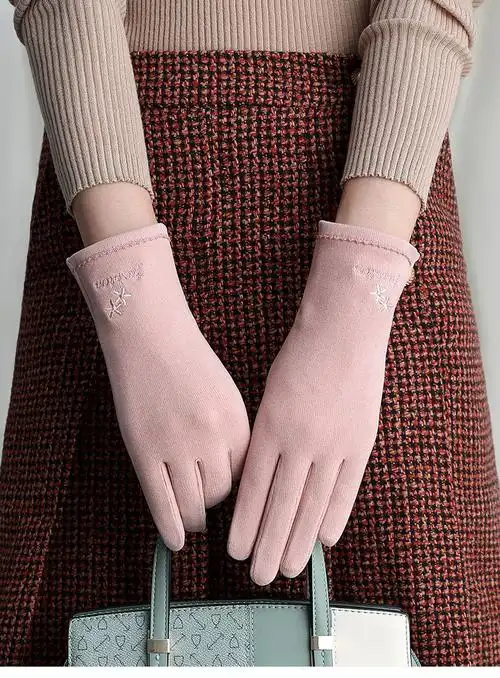 栀锦手套女士秋冬季保暖触屏手套薄款冬天骑车开车韩版学生手套女