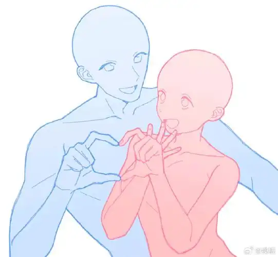情侣双人甜蜜互动姿势模板素材参考  #板绘##最近画了什么##绘画