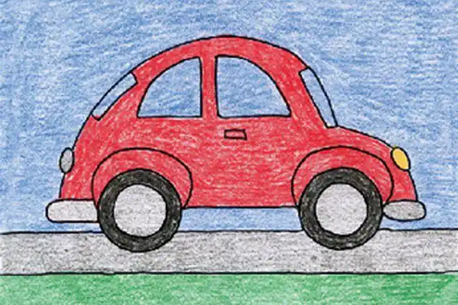 幼儿园中班汽车简笔画:怎么画甲壳虫车(步骤图解)