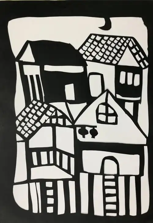 剪纸作品——《吊脚楼》