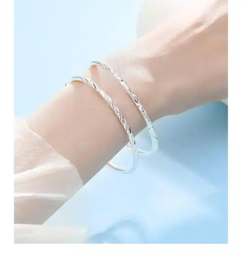 七度银饰满天星银手镯女款足银镯子时尚年轻款饰品小清新简约新款银