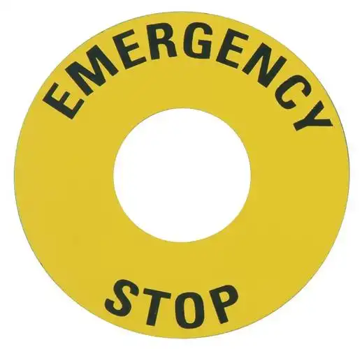 ccttbes - nameplate, e-stop, round, 60mm, yellow