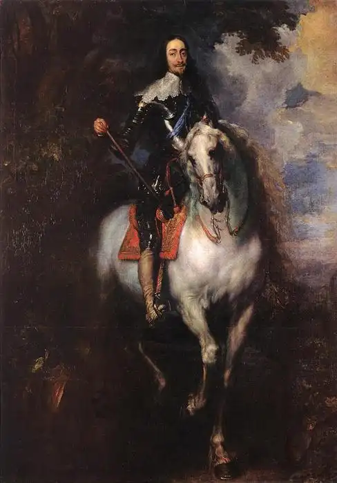 马术肖像,英国国王查理一世, 油画 通过 anthony van dyck (1599-1641