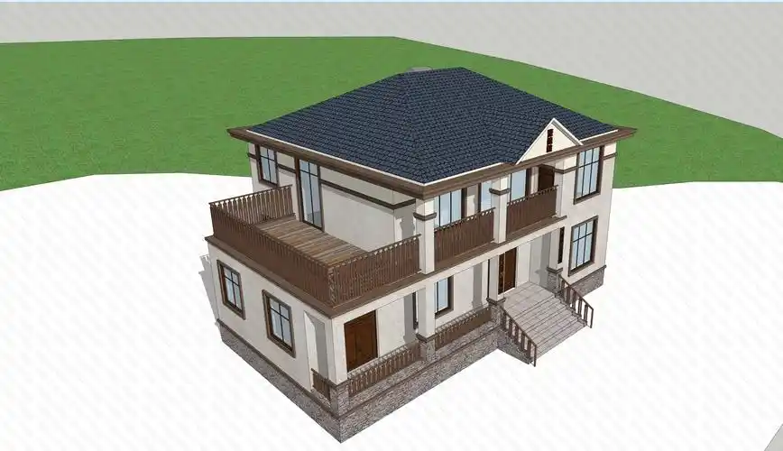 北方两面坡屋顶几分水漂亮采用合成树脂瓦材料
