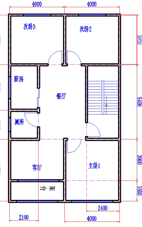 本人不是搞建筑的,自己设计的房屋图纸,南北12米,东西八米.