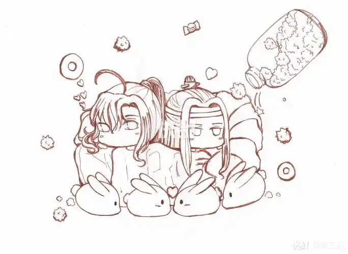 【忘羡】【兔子】_漫画图片_魔道祖师_手绘_放假_彩虹_校园_绘画_动漫