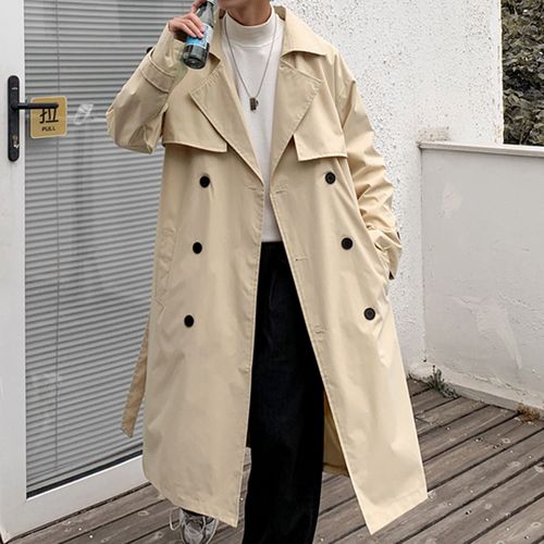 秋冬季中长风衣男士潮流学生帅气休闲大衣港风风衣