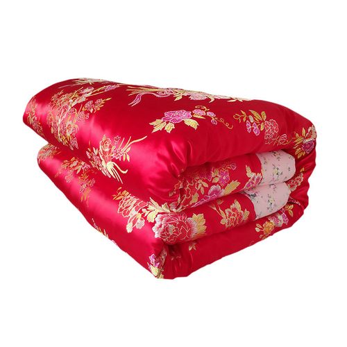 包边乡村龙凤纯棉传统绸缎丝绸老式被子花被被子