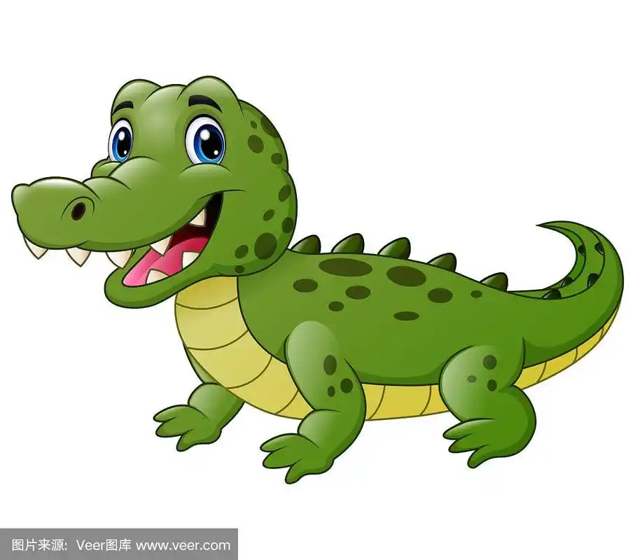 可爱的鳄鱼卡通孤立在白色的背景