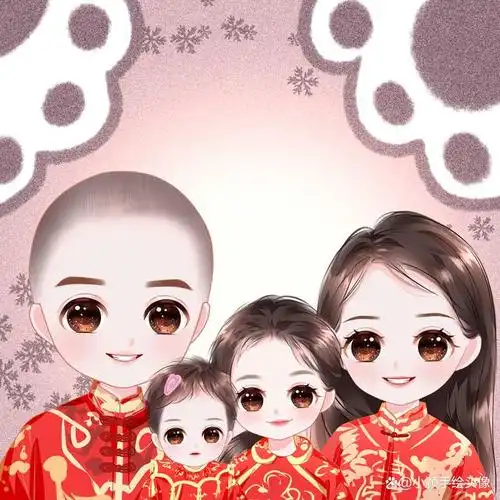 喜气满满过大年一家四口卡通头像可爱又好看