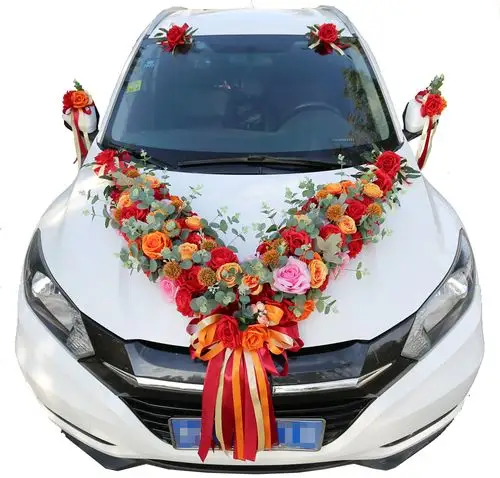 车花套装国风体中立体创意仿真花布布置车头婚车鲜花