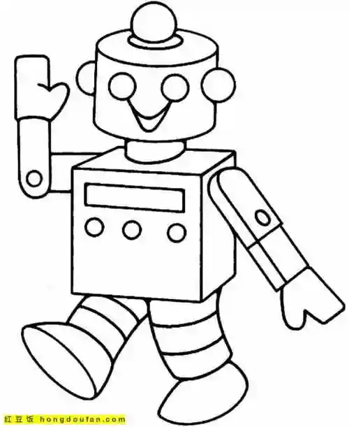 10张男孩最爱的机器人卡通涂色图片-红豆饭小学生简笔画大全