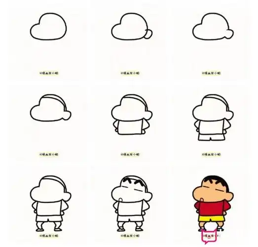 蜡笔小新简笔画,简笔画教程