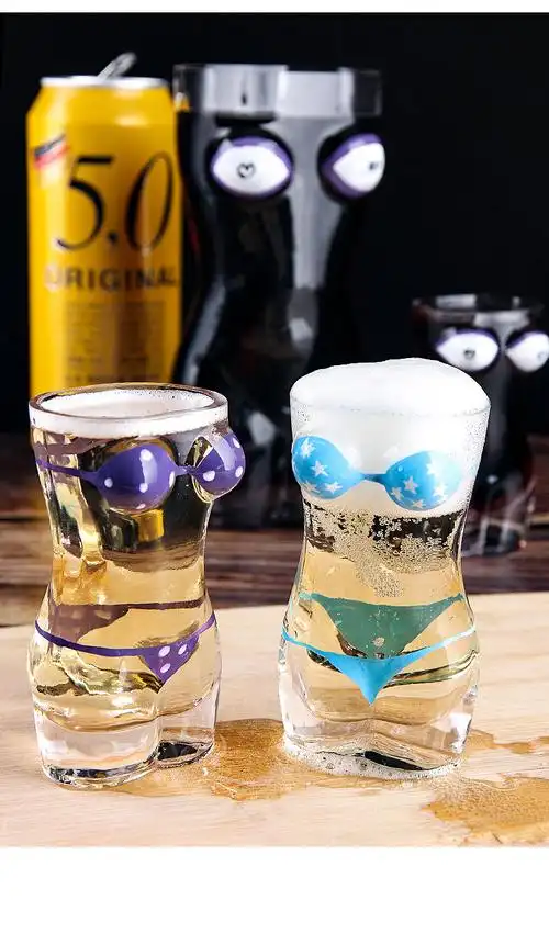 抖音啤酒杯恶搞创意水杯大号人体超大扎啤杯水晶玻璃杯男人女人杯