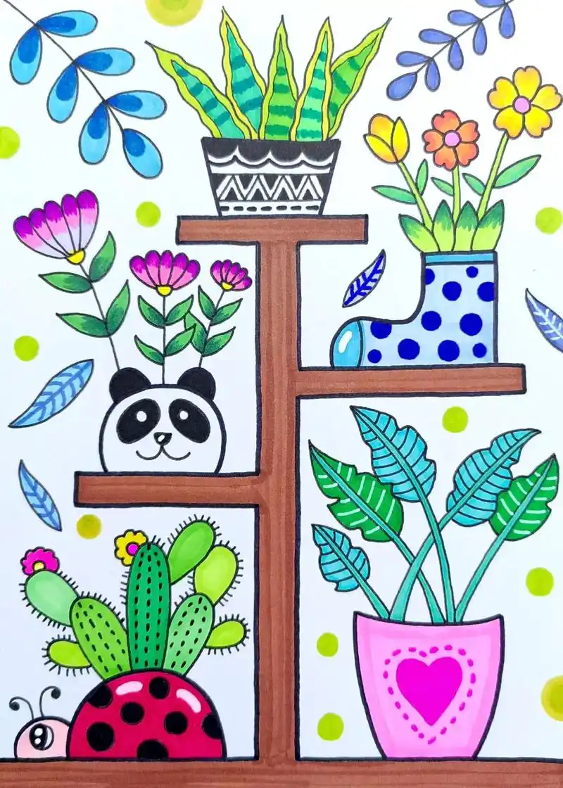 盆栽.#美术课件 #简笔画 #一起学画画 #儿童画 #少儿美 - 抖音