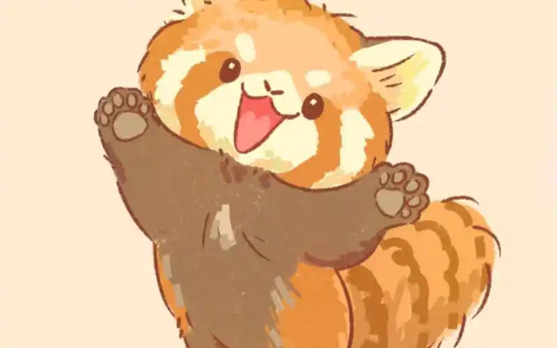 站立举手的小熊猫/要开心哦～【奔奔随笔画】画一只萌萌哒的小熊猫