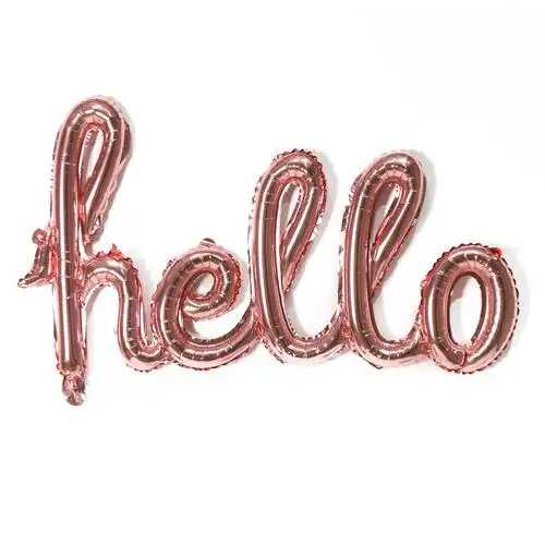连体英文小写字母hello 独立纸卡包装金色玫瑰金派对装饰铝膜气球