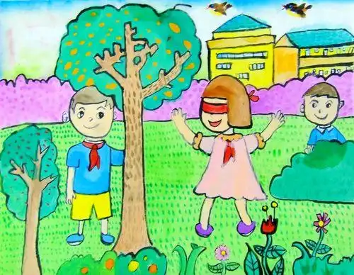 课间游戏/少儿绘画作品/儿童画/网络美术馆_中国少儿美术教育网